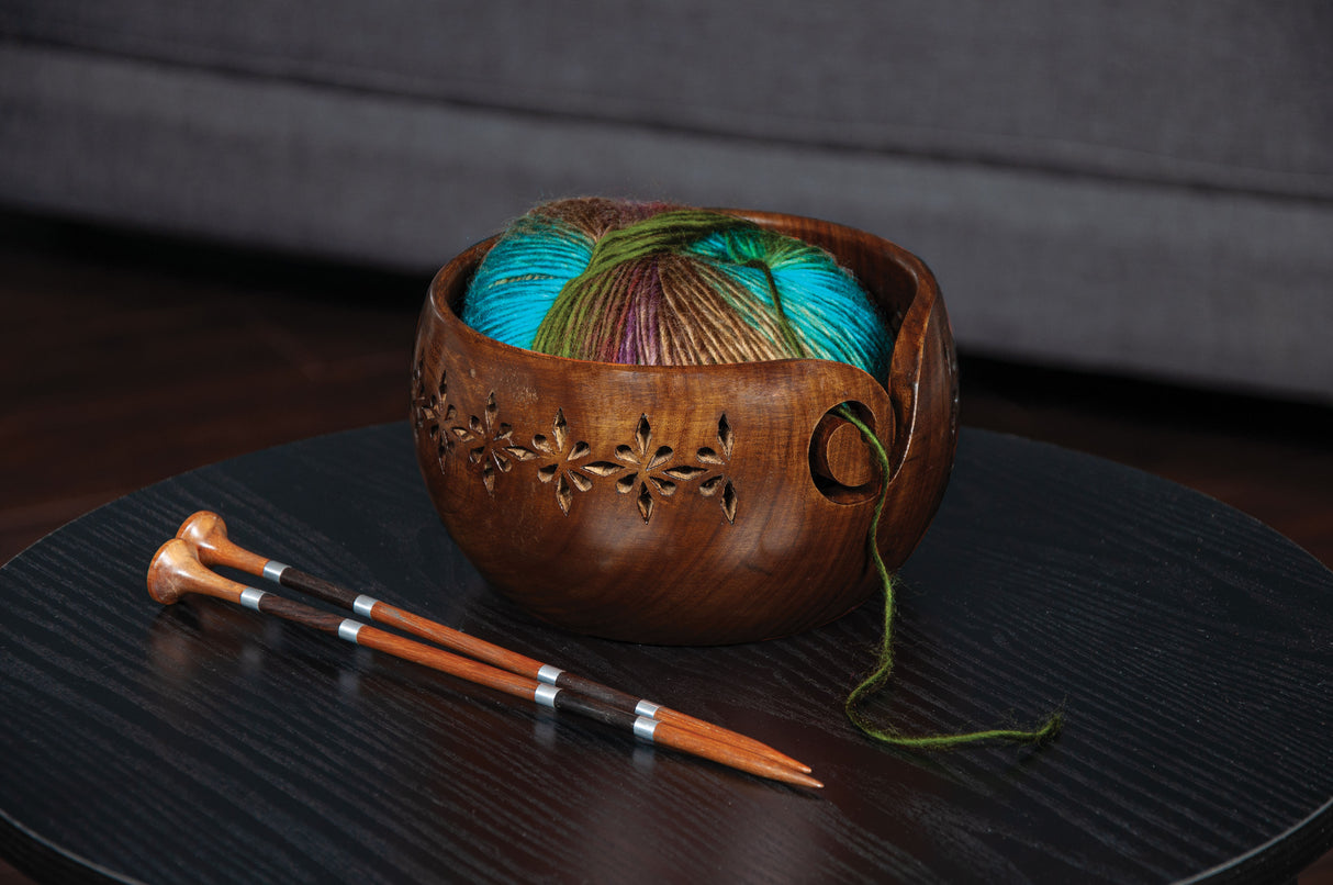 Sheesham Wood Yarn Bowl 7 x 4"