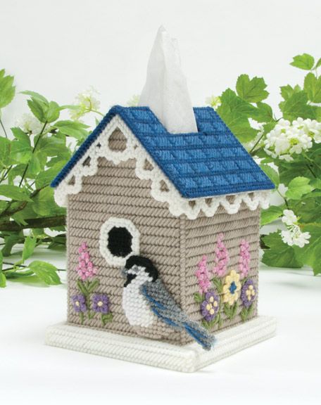 Birdhouse Tissue Box Cover Pattern – Mary Maxim