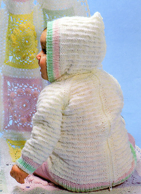 Back Zippered Hooded Baby Sweater Pattern