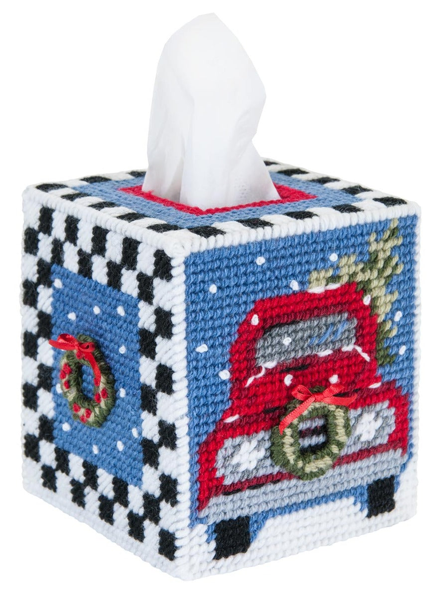 Old Red Truck Tissue Box Cover Plastic Canvas Kit