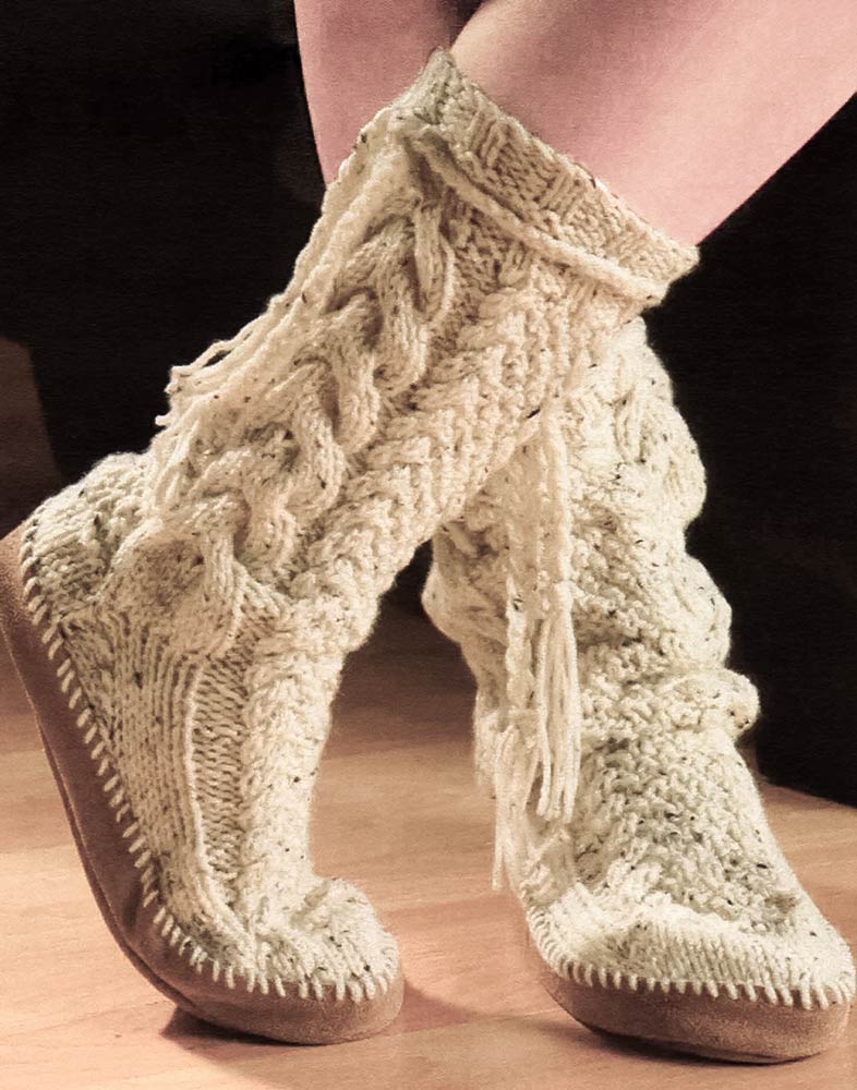 Patrón de calcetines tipo pantuflas de tweed