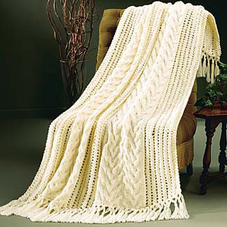 Free Lace and Cables Afghan Knit Pattern