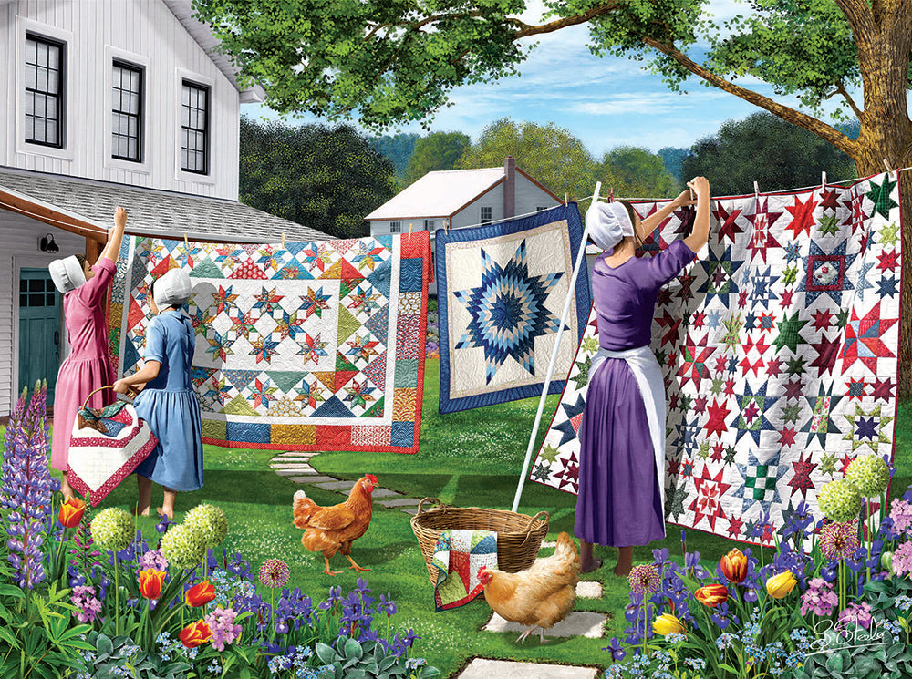 Quilts In The Backyard Jigsaw Puzzle