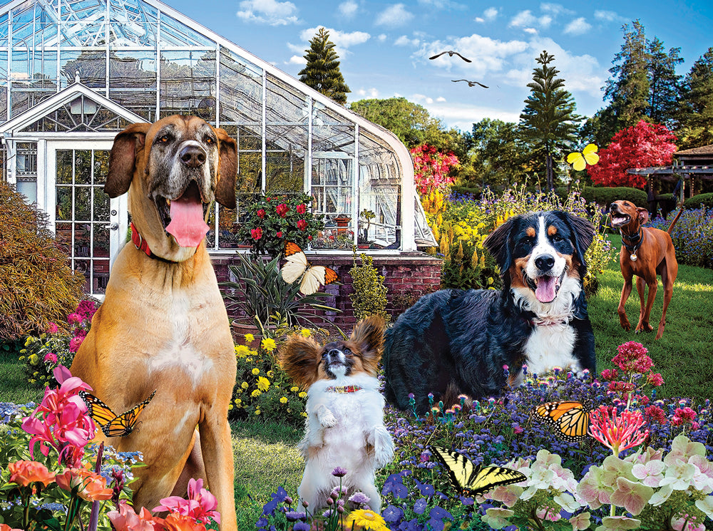 Conservatory Garden Canines Jigsaw Puzzle