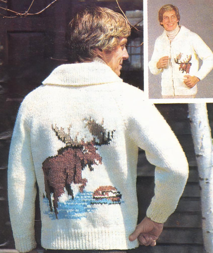 Men's or Ladies' Moose Cardigan Pattern