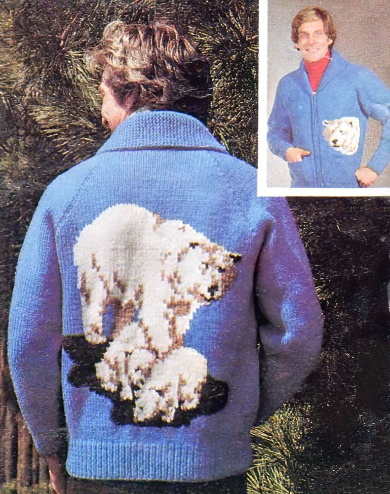 Men's or Ladies' Polar Bear Cardigan Pattern