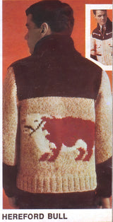 Men's Cardigan Hereford Bull Pattern