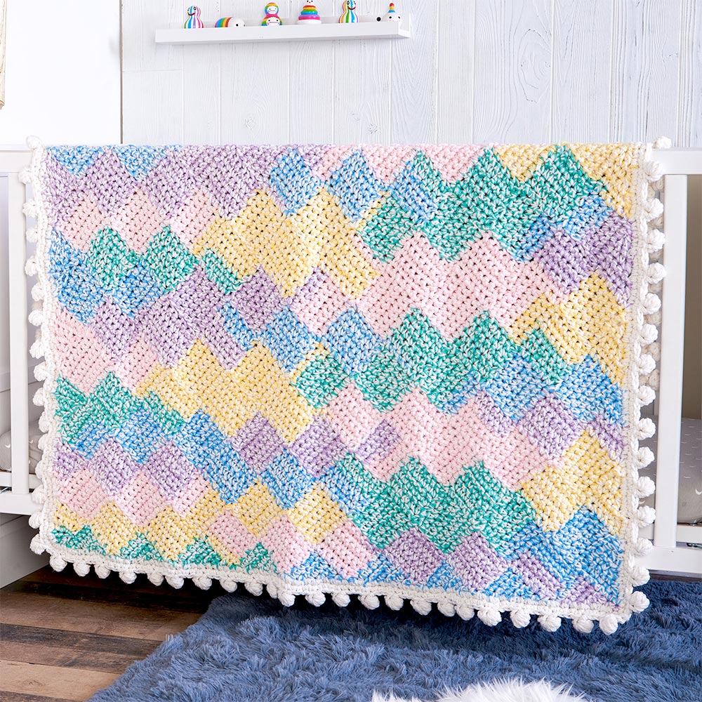 Free Marled Entrelac Crochet Baby Blanket Pattern