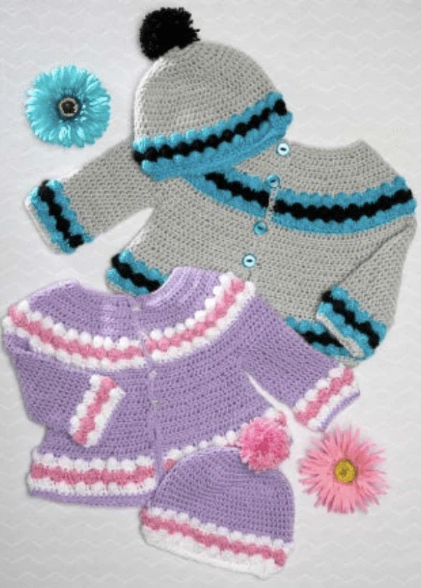 Free Baby Crochet Cardigan and Cap Set Pattern