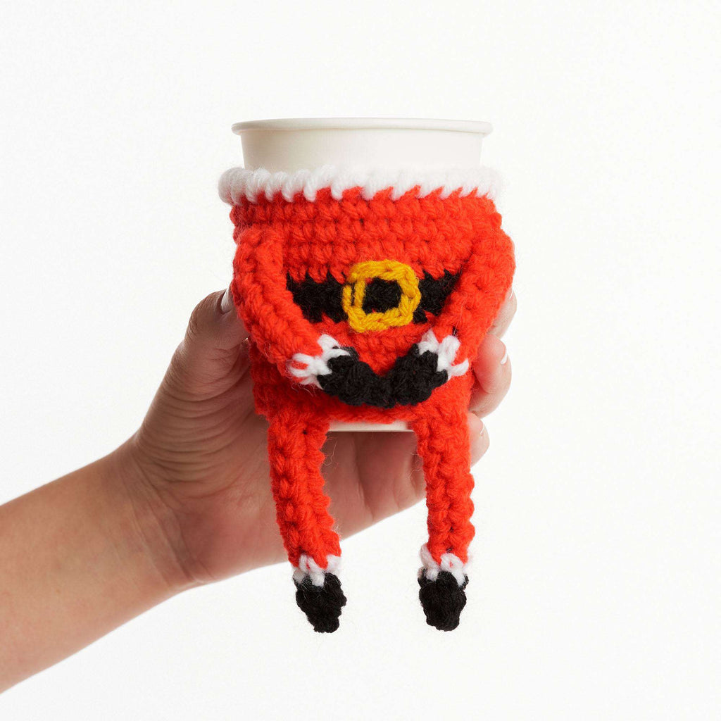 Free Santa & His Elf Crochet Cup Cozies Pattern