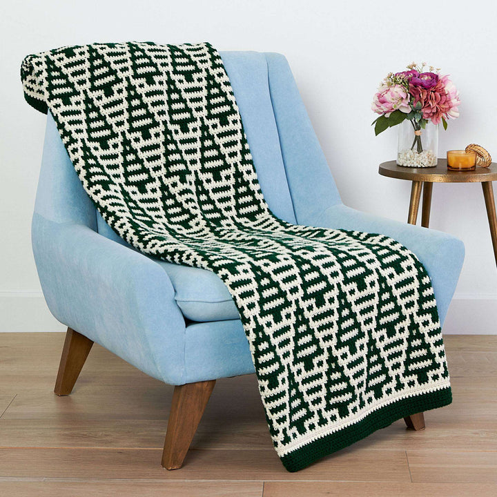 Free Evergreen Mosaic Crochet Blanket Pattern