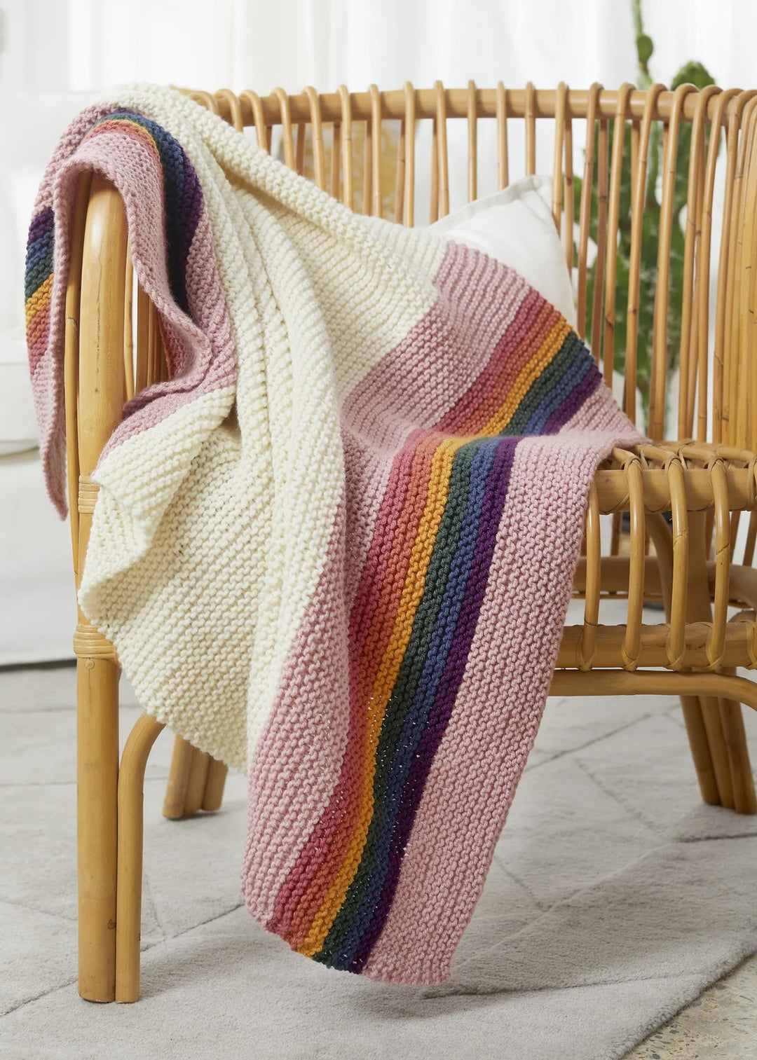 Free Retro Rainbow Knit Blanket Pattern