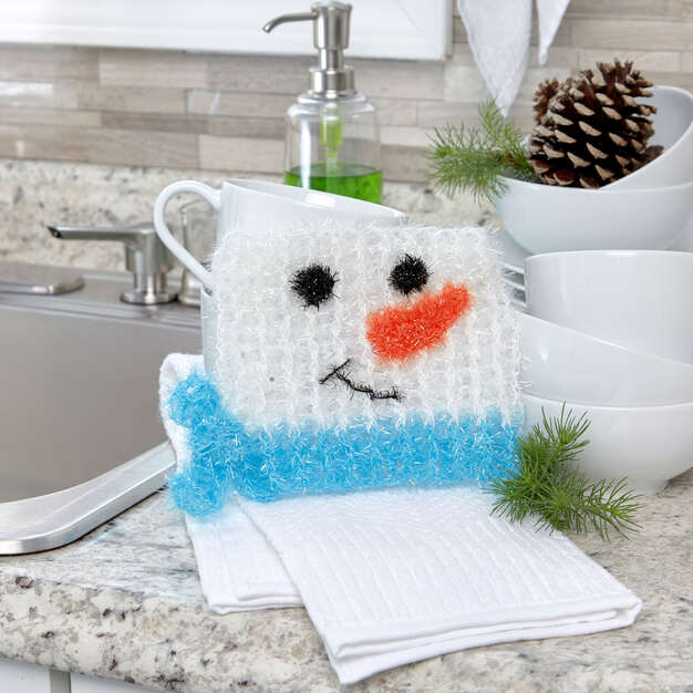 Free Snowman in the Square Scrubby Crochet Pattern