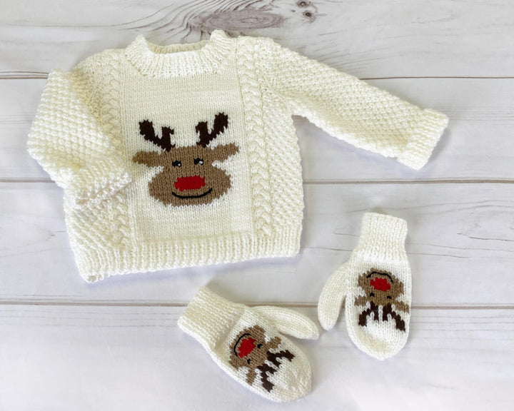 Reindeer Pullover and Mitts | Knit Childs Christmas Sweater Kit