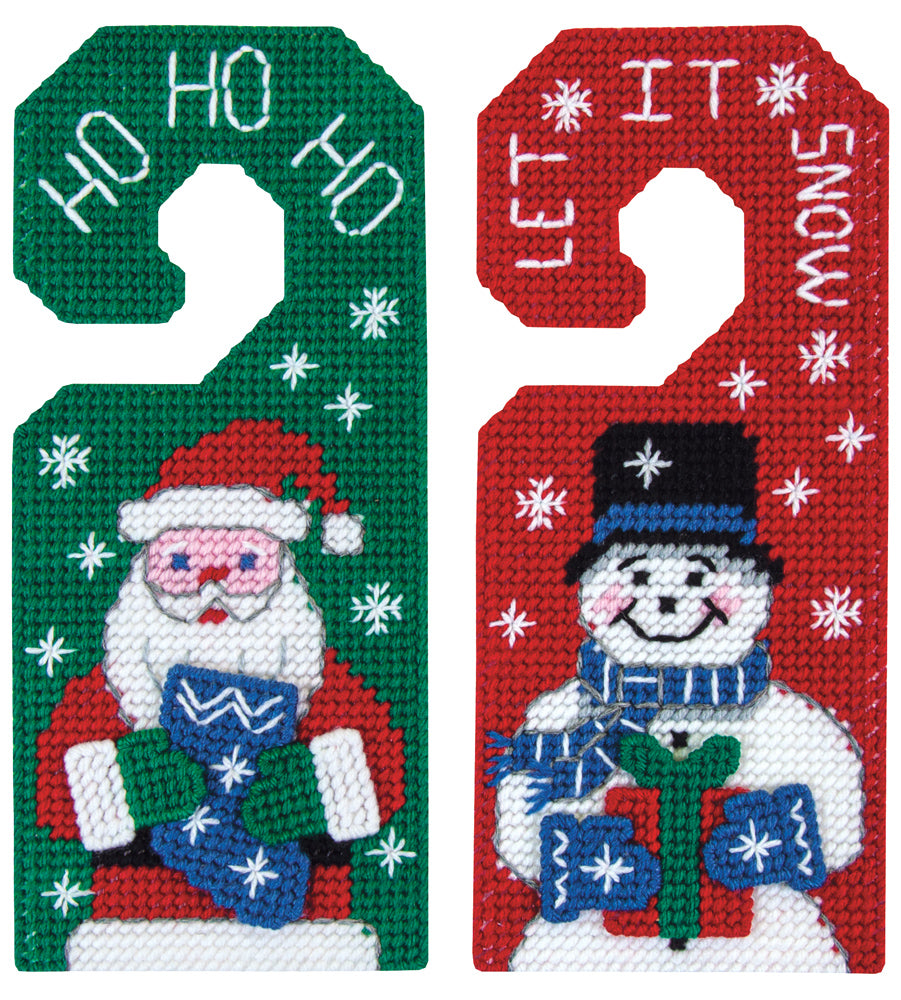 Santa/Snowman Plastic Canvas Door Hangers