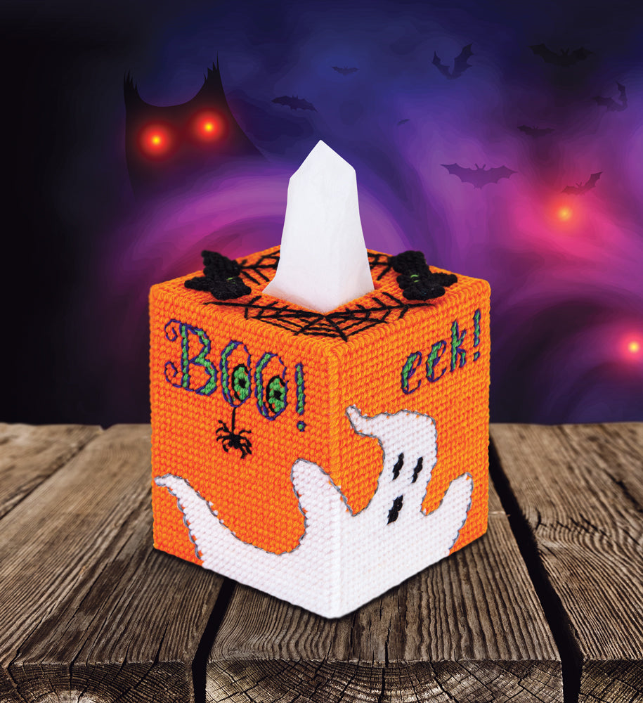 The "Boo"-ger Tissue Box Cover Plastic Canvas Kit