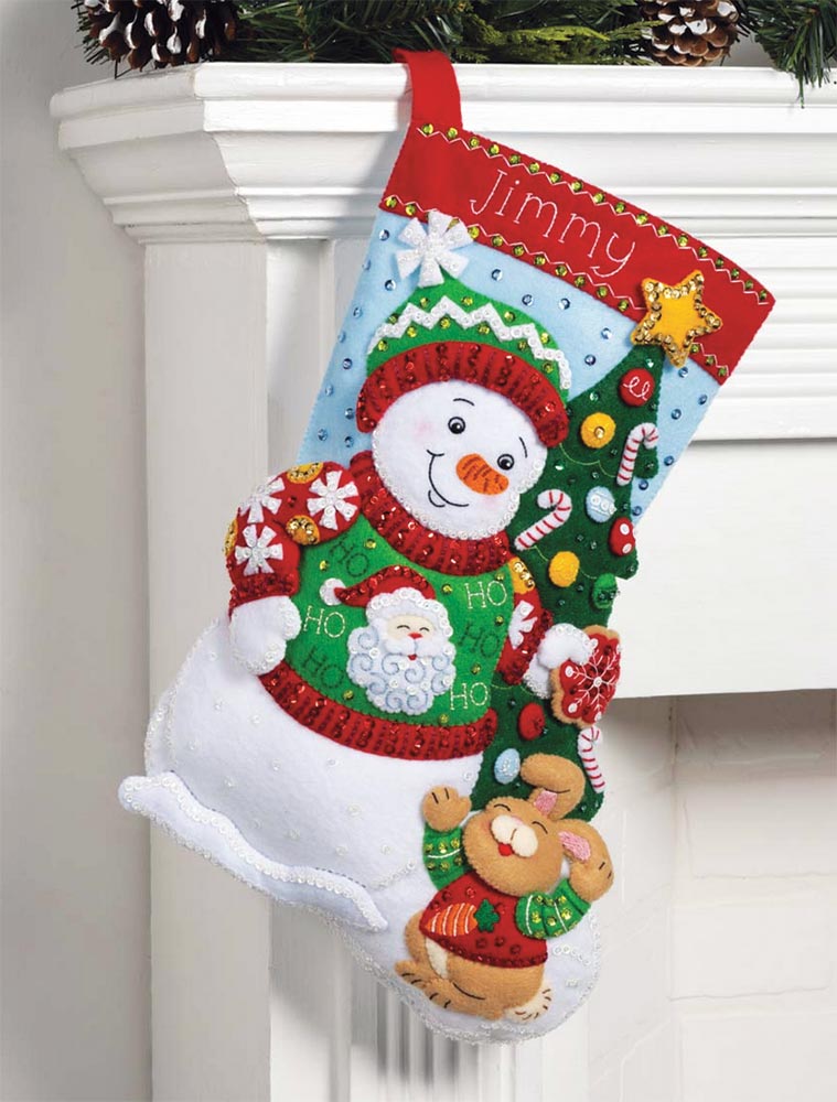 Festive Sweater Snowman Felt Stocking Kit – Mary Maxim