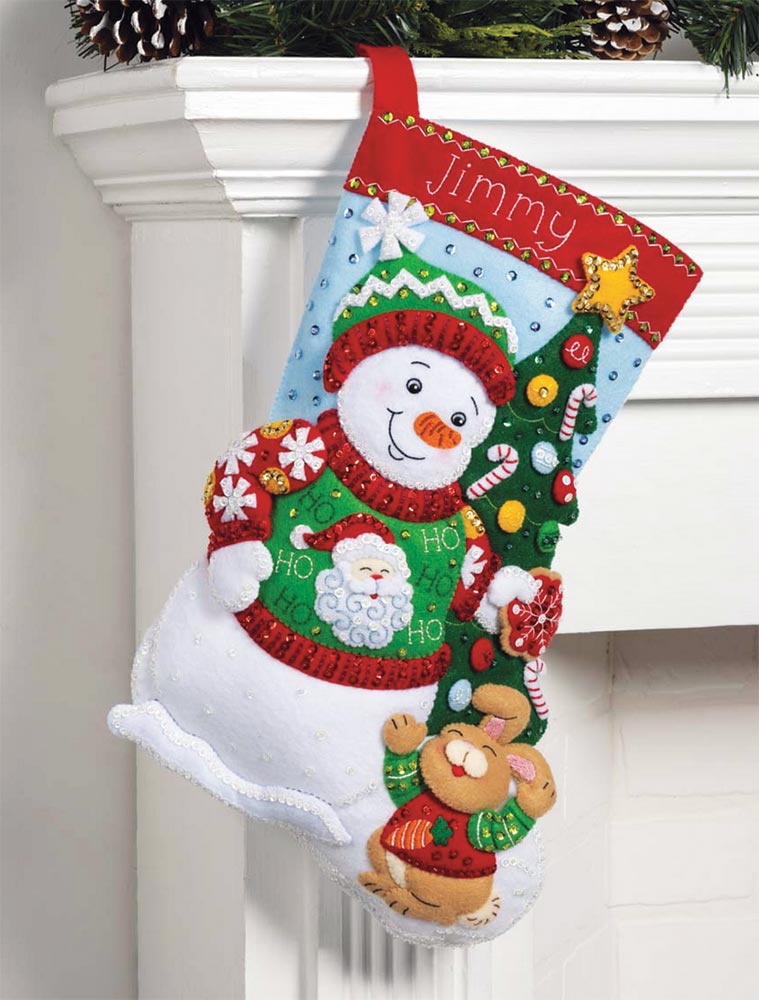 Festive Sweater Snowman Felt Stocking Kit