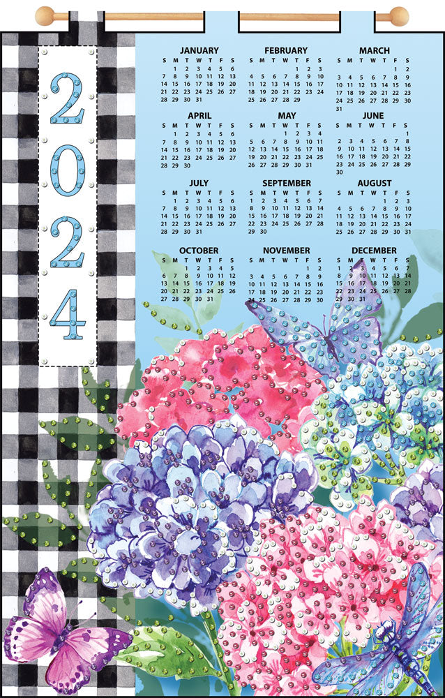 Gingham Hydrangea 2024 Felt Calendar