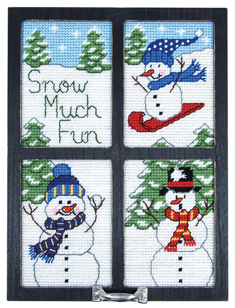 Snow Much Fun Window Frame Plastic Canvas Kit
