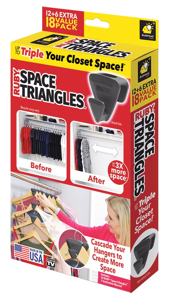 NEW Ruby Space Triangles, Closet Space Saver, Strong Plastic