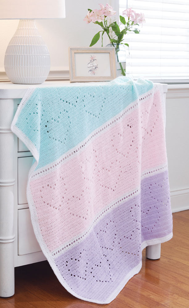 Hearts Filet Baby Blanket Pattern