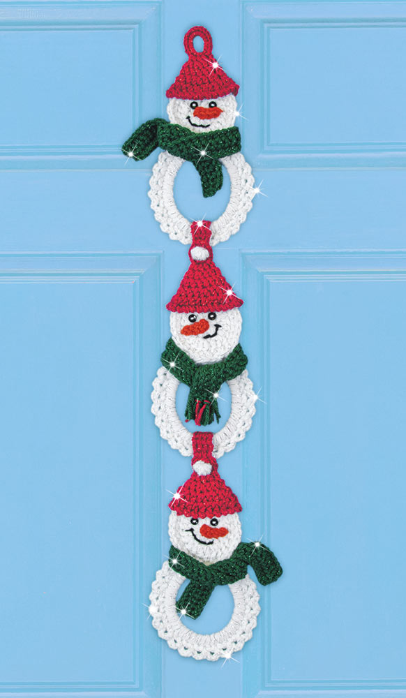Snowman Trio Crochet Door Hanger