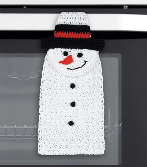 Serviette au crochet bonhomme de neige