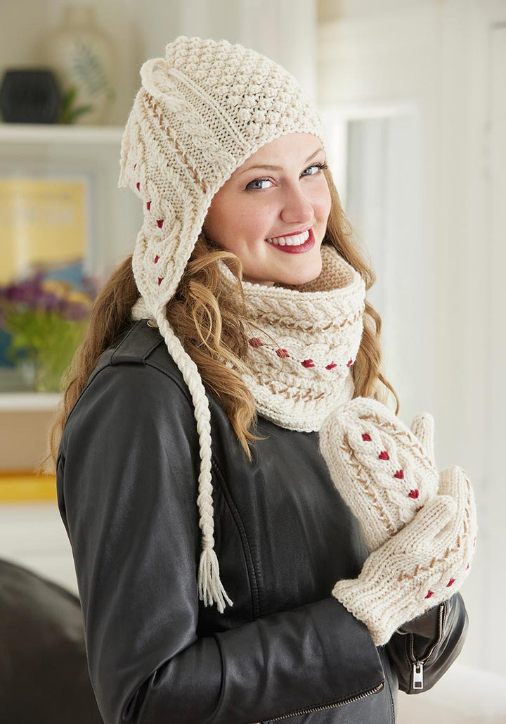 Cable Cozy Hat, Cowl & Mittens Set