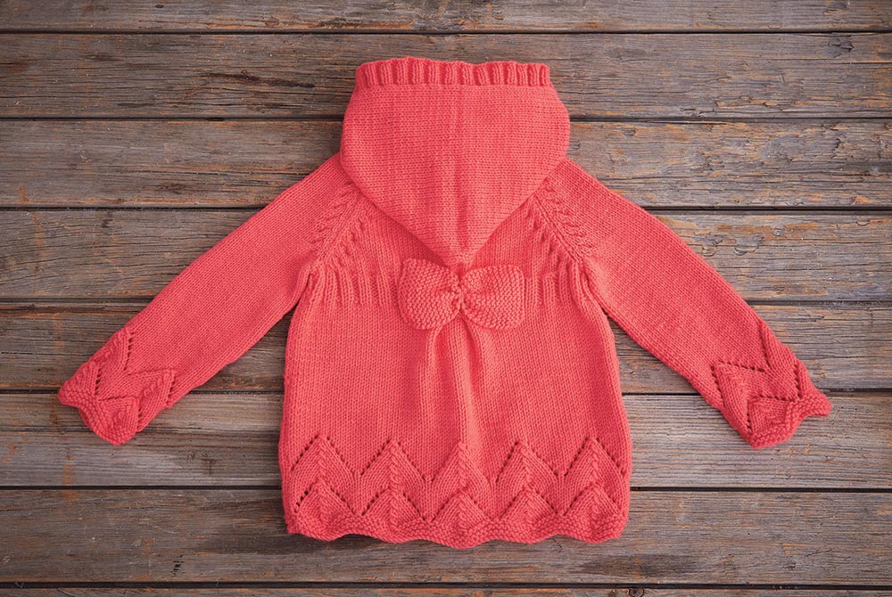 Hooded Cardi with Bow Pattern