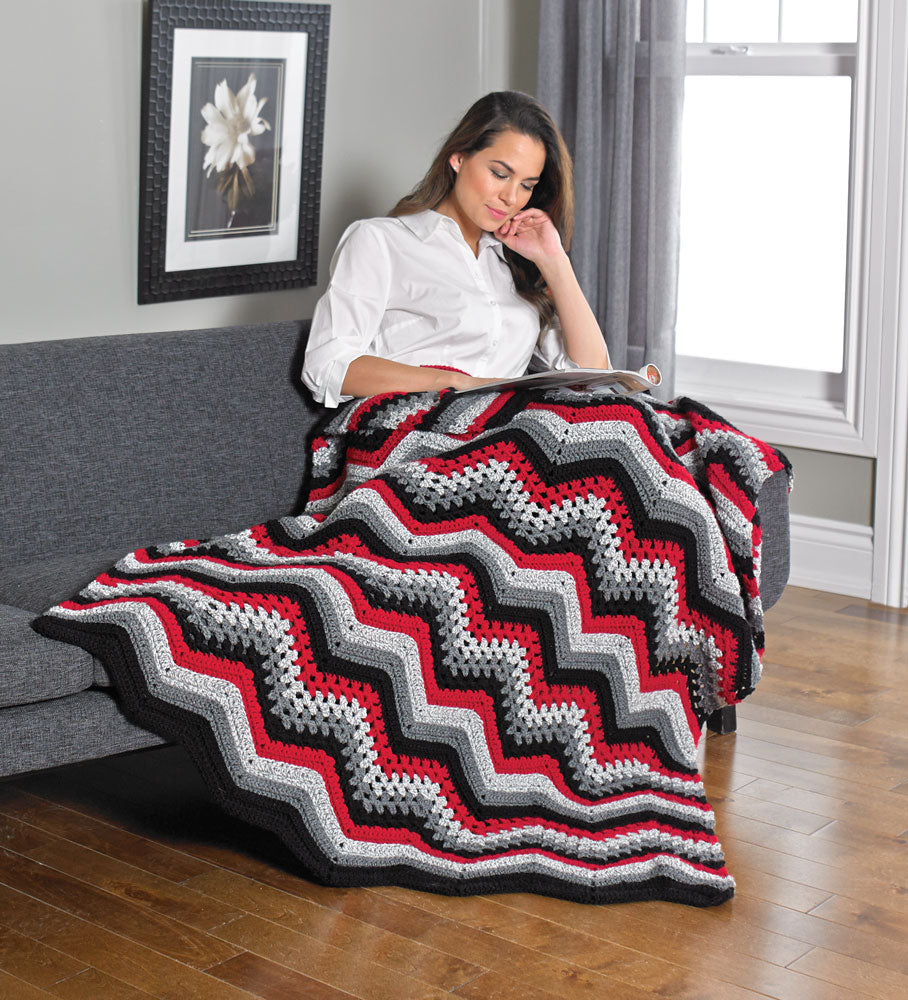 Ripple Black White And Grey Crochet Blanket Chevron Zig Zag Baby