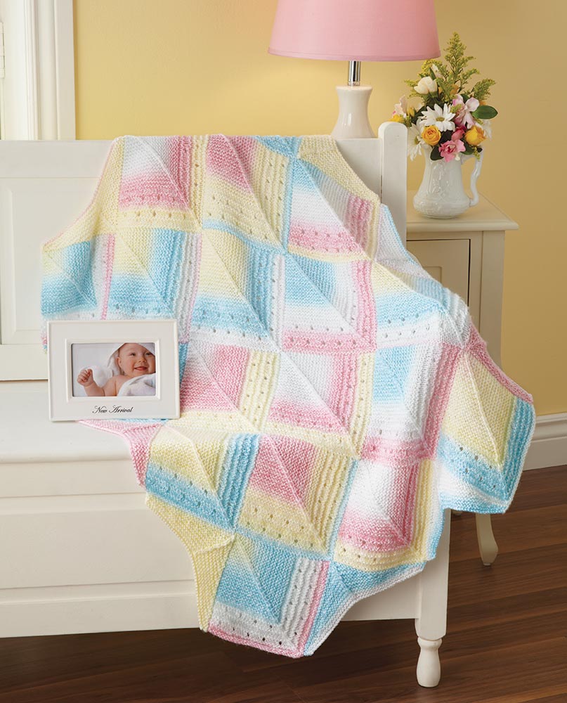 Mitered Eyelet Baby Blanket Pattern