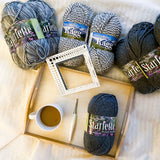 Naturally Stripes Cardigan Kit in Greys, Grey Heather, Grey Ragg and Medium Grey Starlette