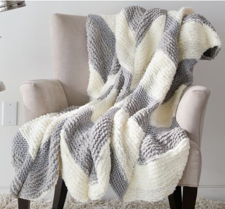 Free Knit Bias Stripe Blanket Pattern