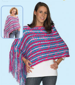 Free Side Striped Ponchos Crochet Pattern
