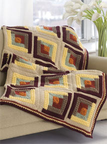 Free Autumn Log Cabin Throw Crochet Pattern