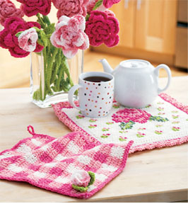 Free Rose Potholder & Dishcloth Crochet Pattern