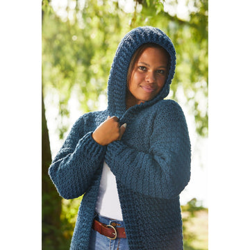 Hooded Crocheted Cardigan – Cozy Casual Mary Maxim