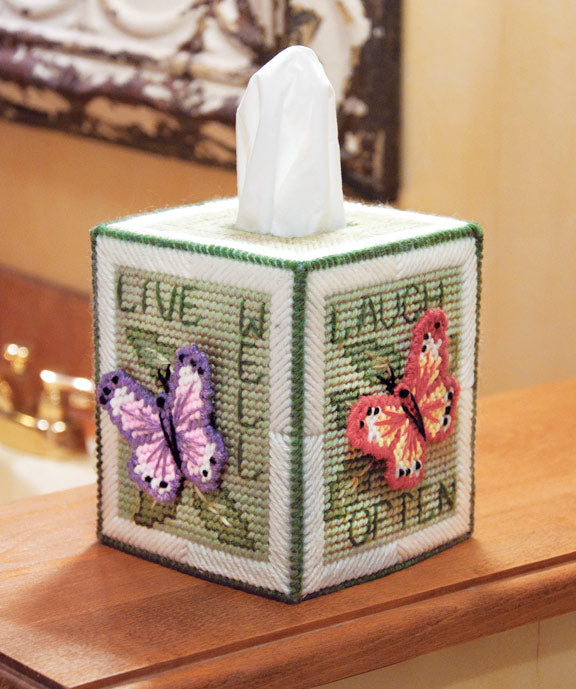 Mary Maxim Butterfly Tissue Box Plastic Canvas Kit - 5 7 Count