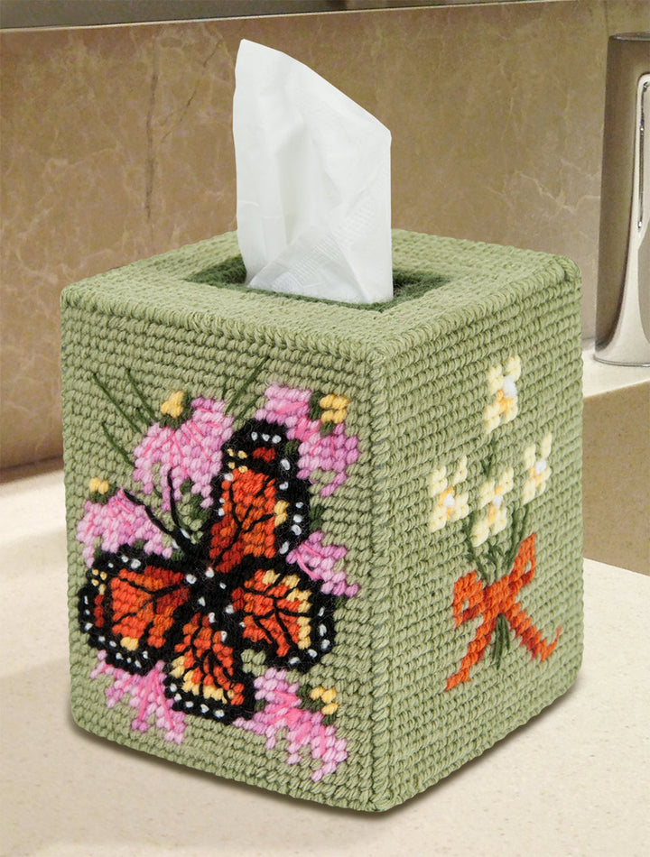 Monarch Butterfly Tissue Box Cover Plastic Canvas Kit