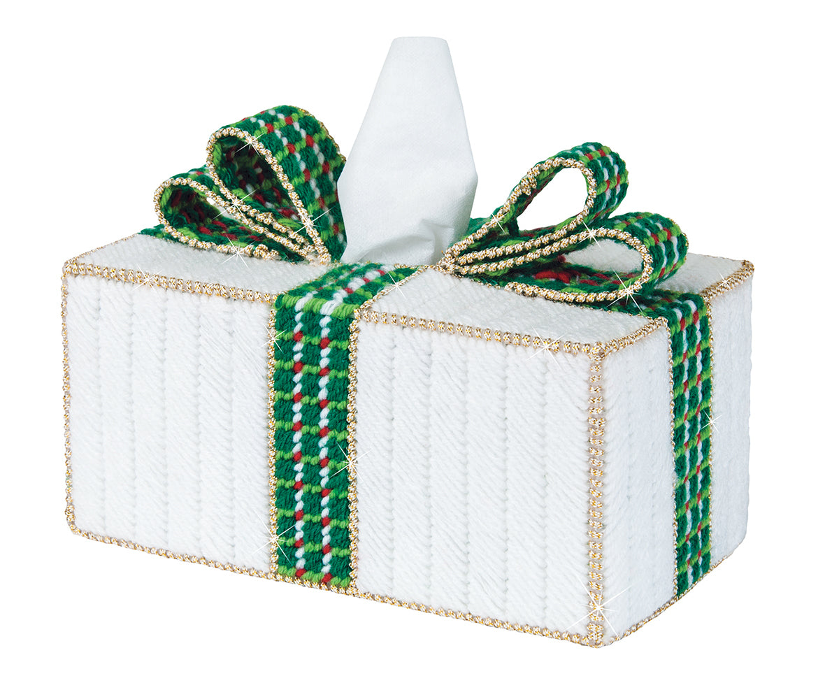 Christmas Package Tissue Box Cover Plastic Canvas Kit