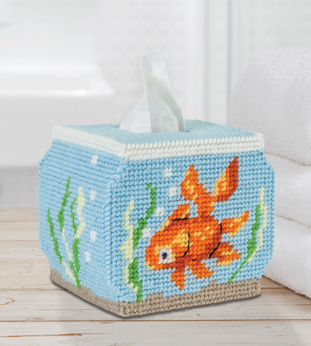 Mary Maxim Plastic Canvas Tissue Box Kit 5 Fish Bowl (7 Count)