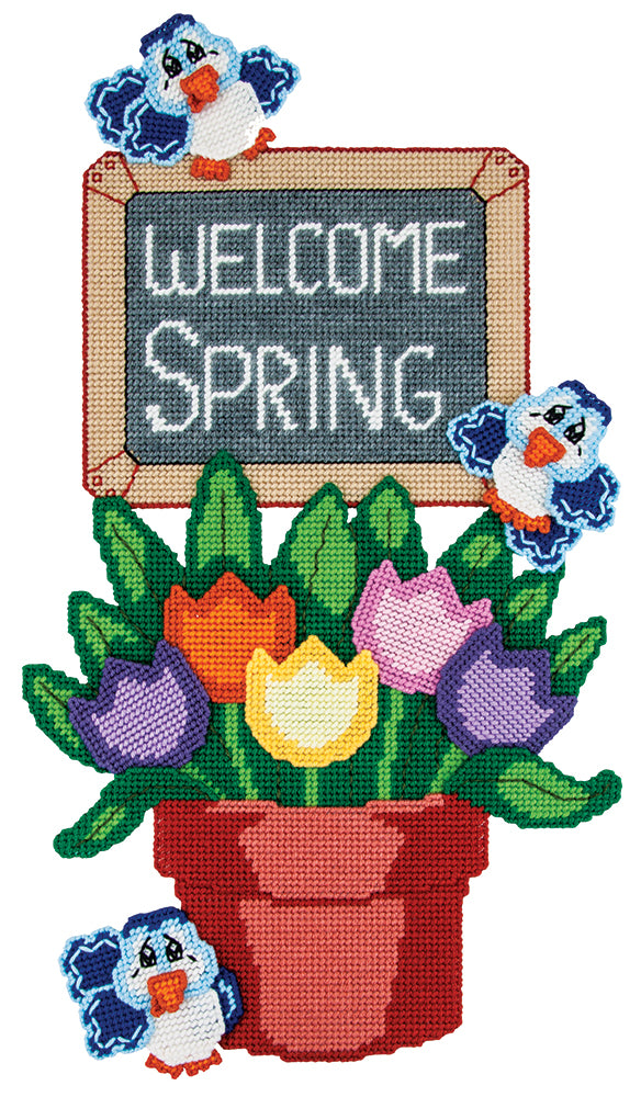 Welcome Spring Wall Hanging Plastic Canvas Kit