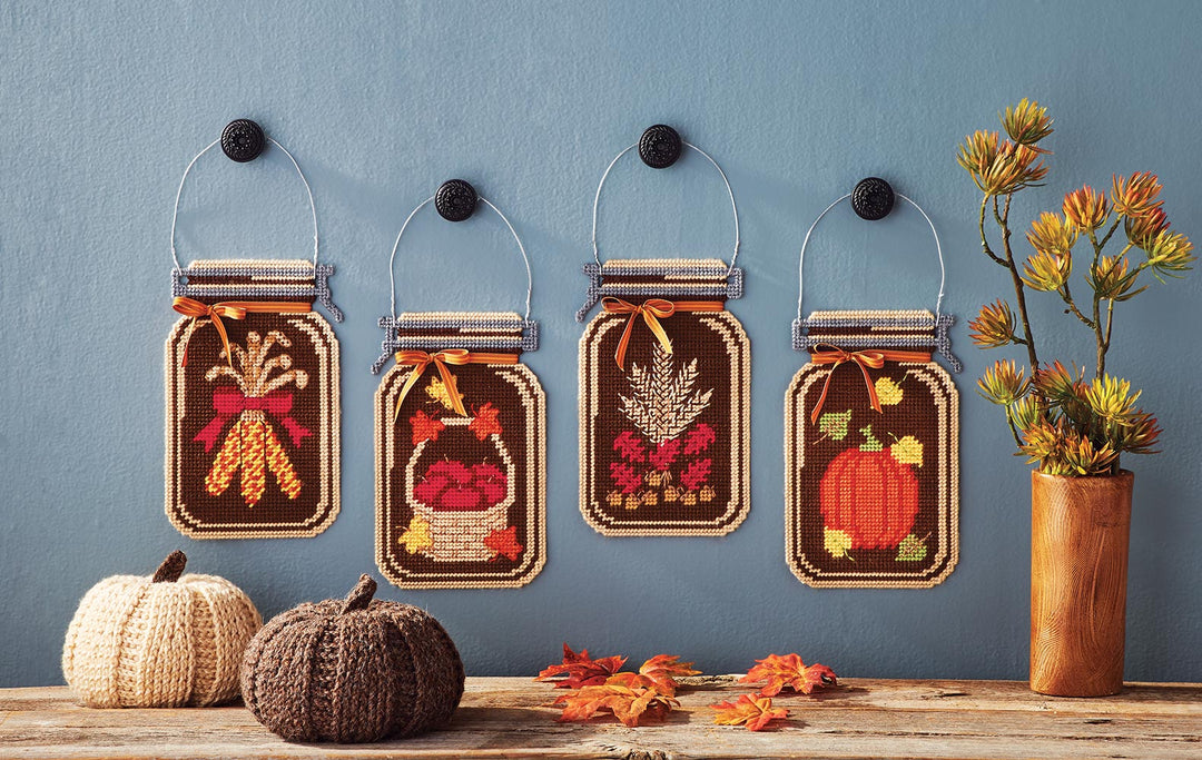 Autumn Mason Jar Plastic Canvas Kit