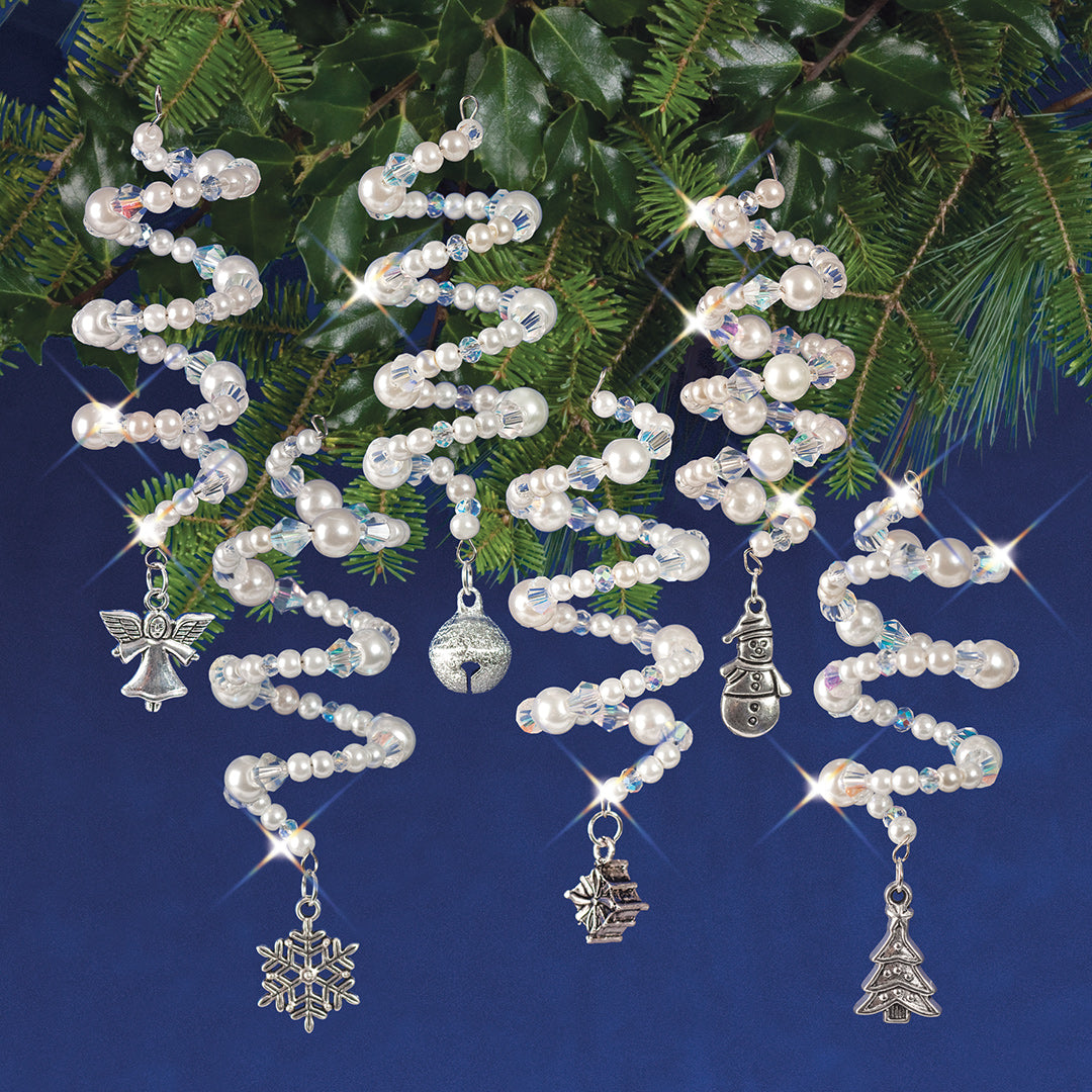 Crystal and White Pearl Christmas Charmers Beaded Ornament Kit