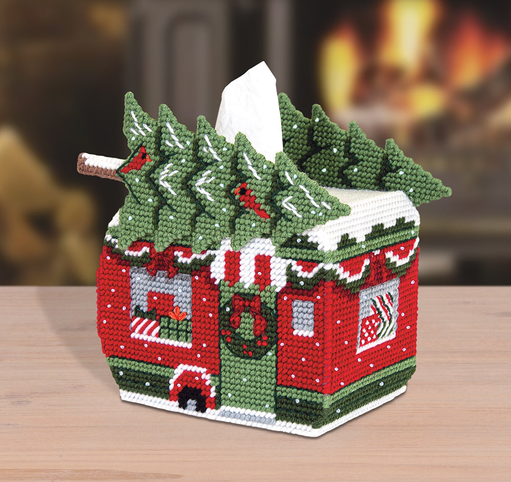 Holiday Camper Plastic Canvas Tissue Box Cover Kit