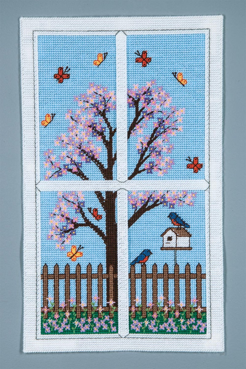 Spring Window Frame Wall Hanging Plastic Canvas Kit