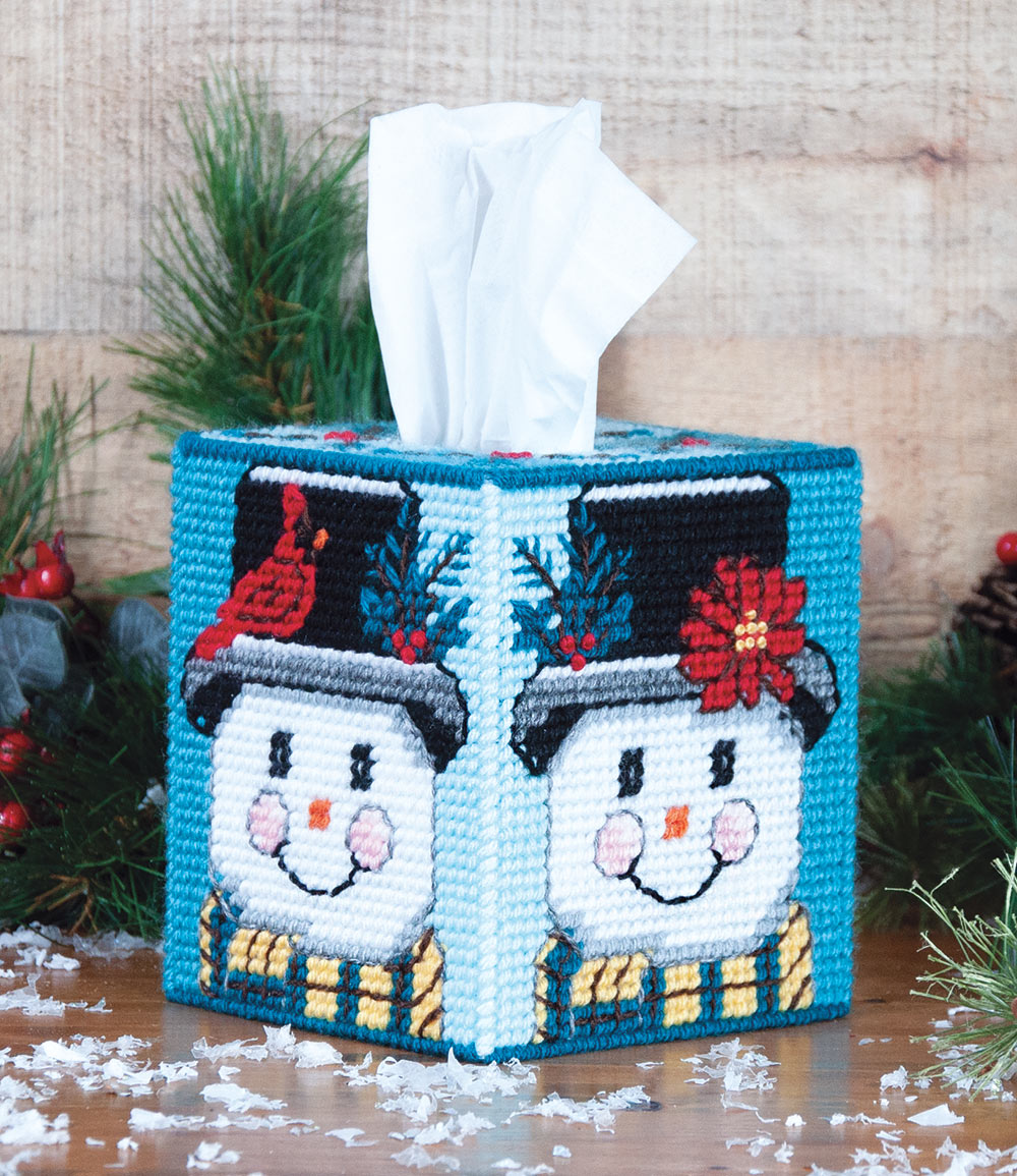 Holly Jolly Plastic Canvas Tissue Box Cover