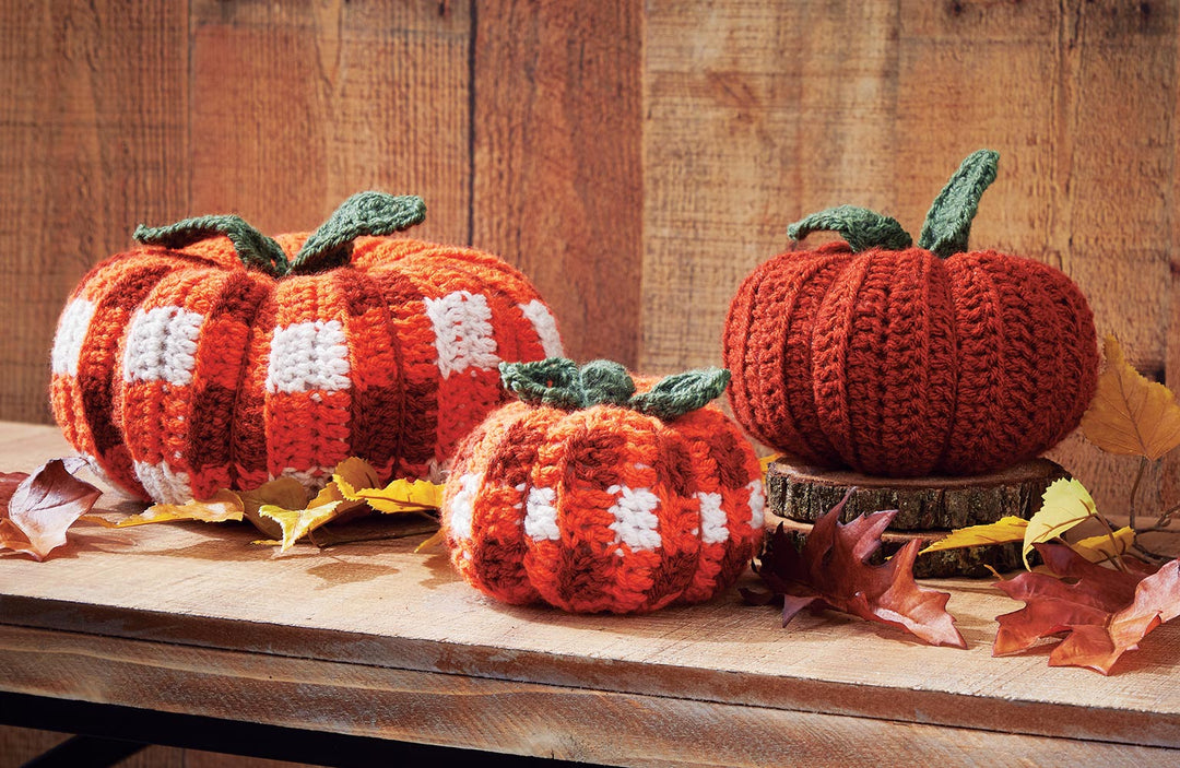 Plaid Pumpkin Trio Crochet Kit