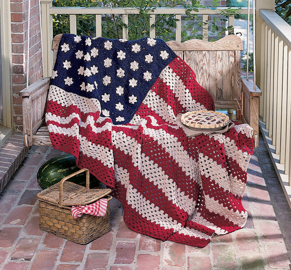 Crochet Afghan Red White And Blue Blanket Stars And Stripes Afghan